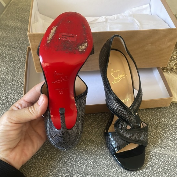 CHRISTAIN LOUBOUTIN Suzanna 100 Snakeskin Pumps grey black 36 $1200 - Picture 3 of 10